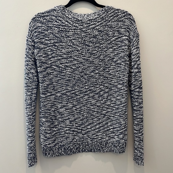 Knitted high-low scoop neck sweater, Size S, Navy Blue/White, EUC - Picture 2 of 4